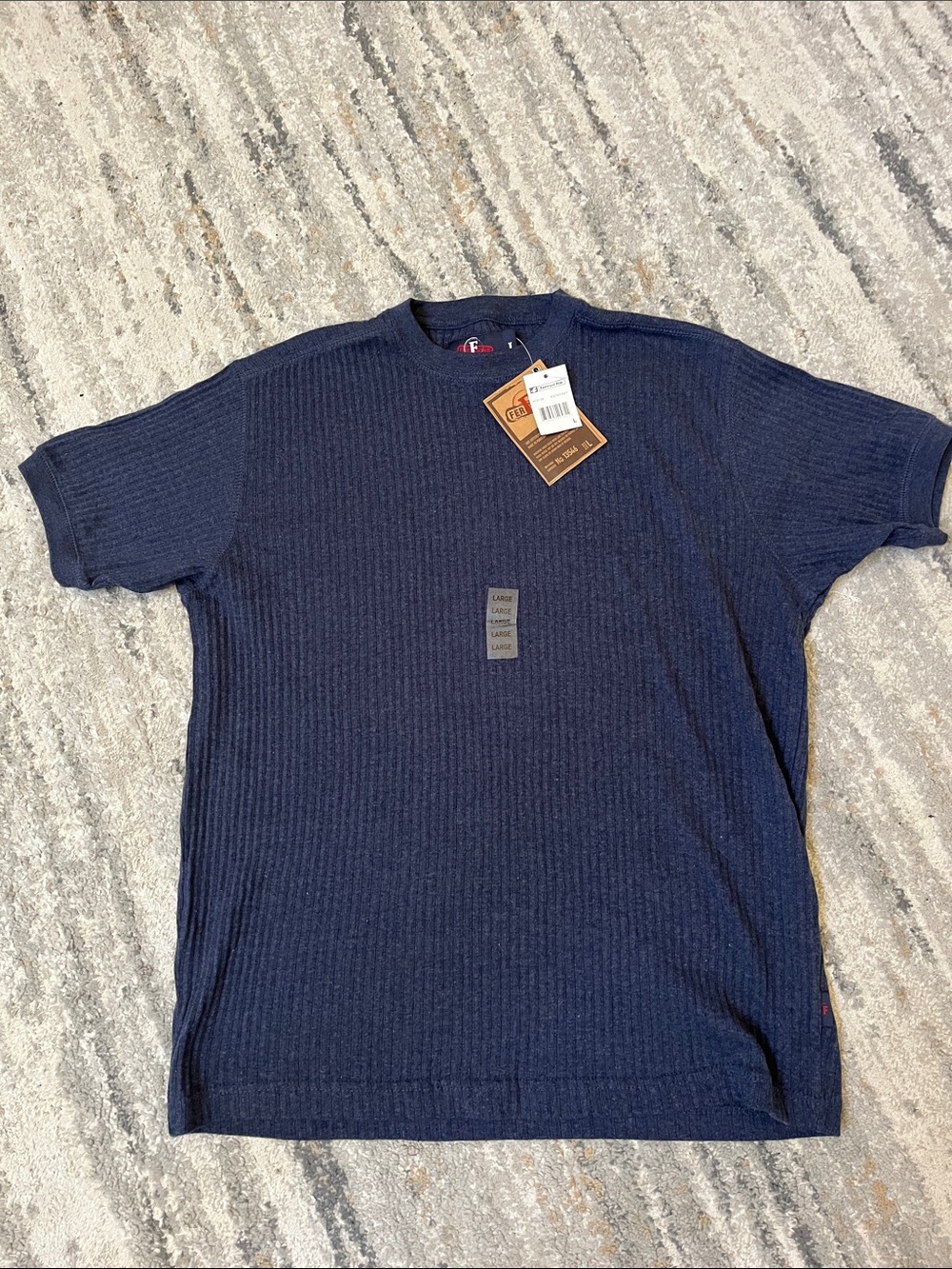 Men's Navy Ribbed Short-Sleeve Shirt - Classic Casual